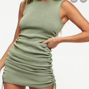 Lioness military minds mini dress green. XS ruched sides. Princess polly